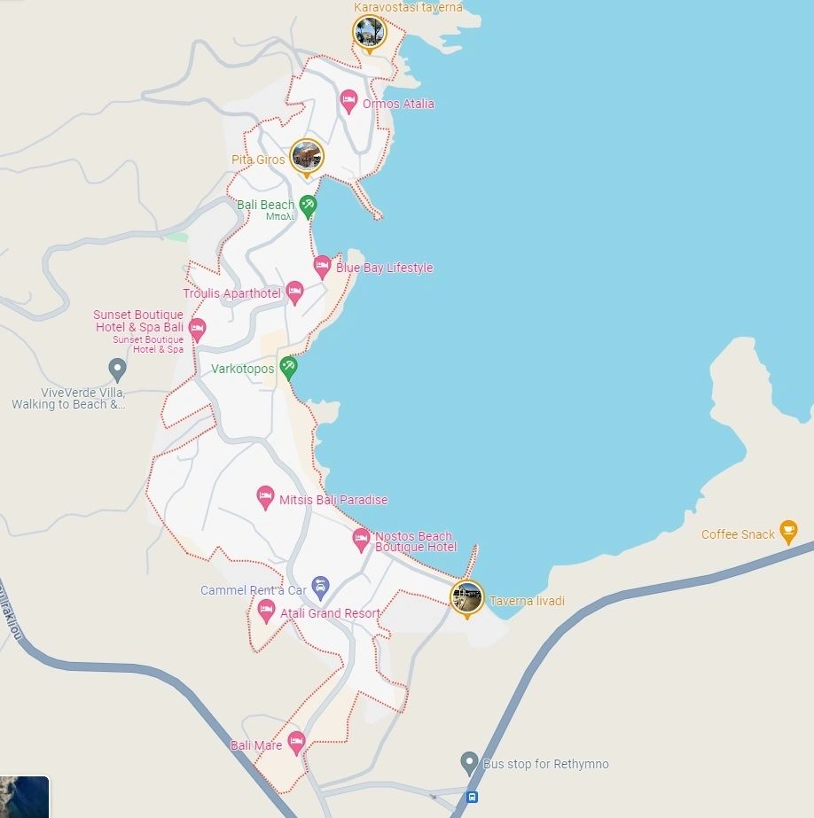 Bali Map and bus stop