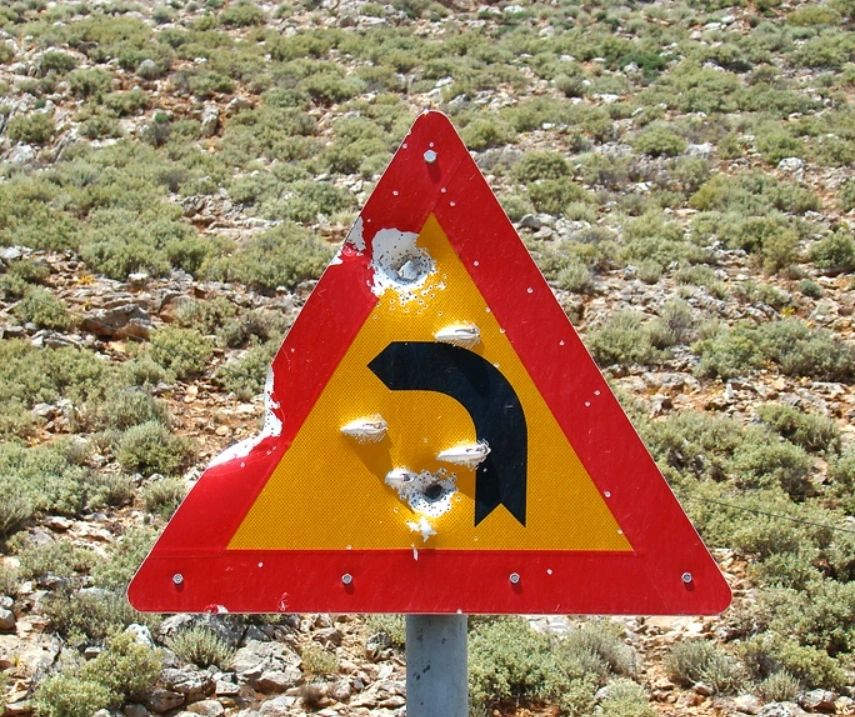 Road sign near Chora Sfakion, Chania Prefecture